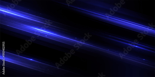 Abstract blue starry motion background with glowing lines and digital energy waves