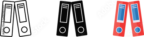 Set of three modern minimalist music player icons in vibrant colors on white background