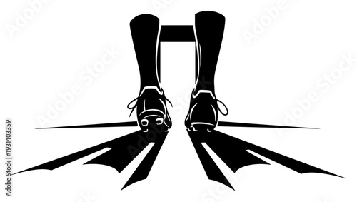 Low angle view of soccer player legs and cleats standing on a field in silhouette style