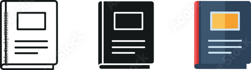 Minimalist bookshelf design icons set isolated on white background vector