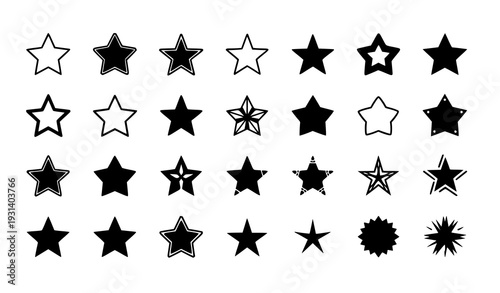 65 versatile black star icons vector set for web, mobile, and print design