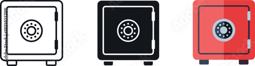 3D security safes icons set isolated on white background vector illustration