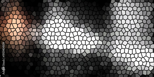 Abstract Mosaic in Monochrome: A captivating mosaic, transitioning from light to dark tones, forming an intricate tapestry of shapes and textures, evoking a sense of artistic depth and modern design.