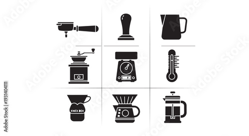 Set of modern coffee icons for cafe or restaurant branding