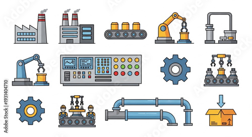 Industrial Machinery and Equipment Icons.