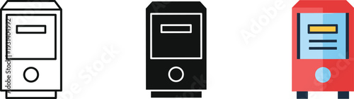 Modern parking meters vector icons set isolated on white background