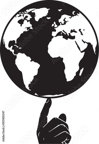 Hand Holding Up a Black Silhouette of the Globe