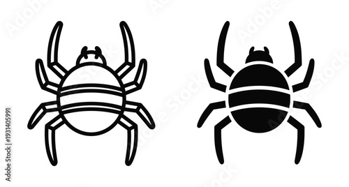 spider icon set with outline and solid black silhouette styles for halloween decoration web design mobile app interface and graphic projects
