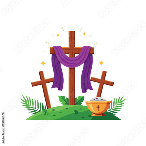 Religious illustration for lent, good friday, and ash wednesday.