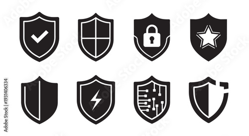 Set of modern shield icons for protection and security concepts