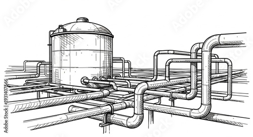 Industrial Piping and Storage Tank.