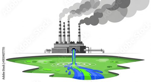 Industrial Plant Polluting Environment with Smoke.
