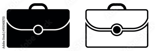 Professional business briefcase icon set representing corporate office work and document storage vector illustration