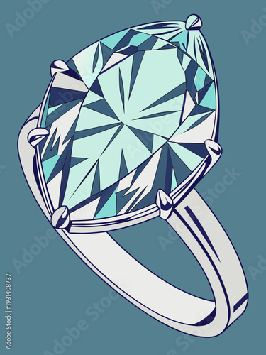 Elegant pearshaped aquamarine ring with silver band a luxurious jewelry piece.