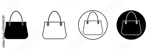 Stylish women handbag purse vector icons set collection for fashion accessory shopping design elements