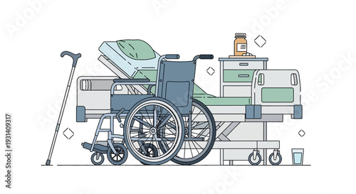 Wheelchair Medical Equipment Illustration.