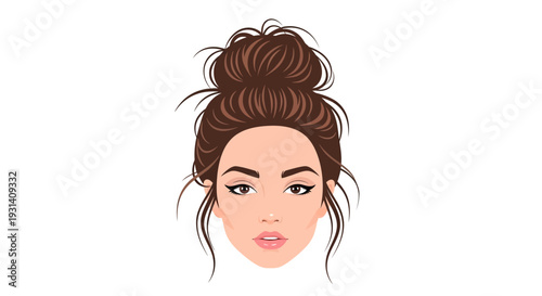 Woman Face Cartoon Portrait.
