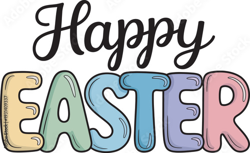 Happy Easter Retro Pastel Typography T-Shirt Design