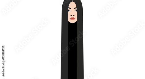 Woman with long black hair.