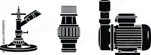 Industrial Irrigation Silhouette Featuring High-Pressure Impact Sprinkler Pipe Coupling Adapter and Electric Water Pump for Agricultural Utility