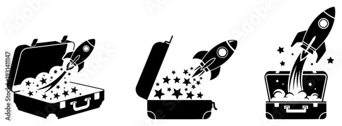 Business startup and creative project launch concept icons se