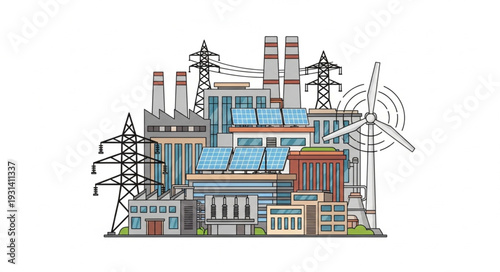 Industrial Power Plant with Renewable Energy.