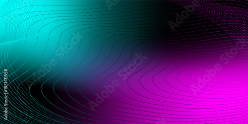 Digital technology blue green background, online cyber media algorithm, pink abstract wave futuristic circuit tech, dot illustration vector desgn eps10