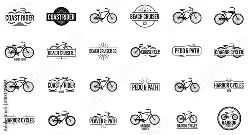 Collection of vintage bicycle logos and emblems.
