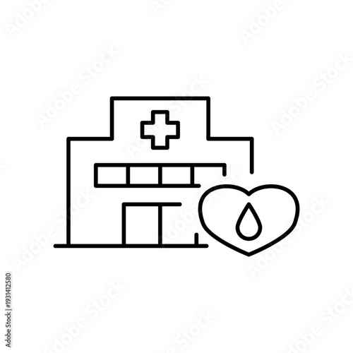 献血ルームのある施設をモチーフにしたアイコン