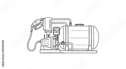 Industrial Pump System Technical Drawing.