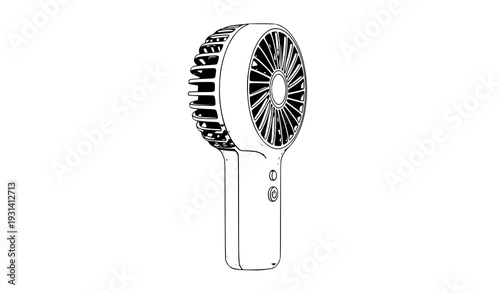 Portable Rechargeable Electric Hand Fan Side View Cartoon Vector Icon