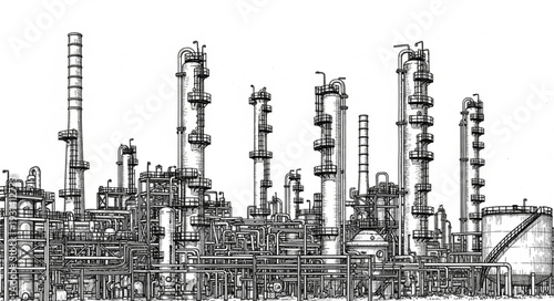 Industrial Refinery Plant Complex Structure.