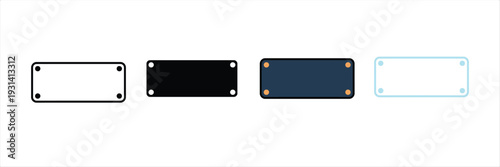 Blank Metal Nameplate Icon for Signage, Labeling, and Identification. Vector Illustration.