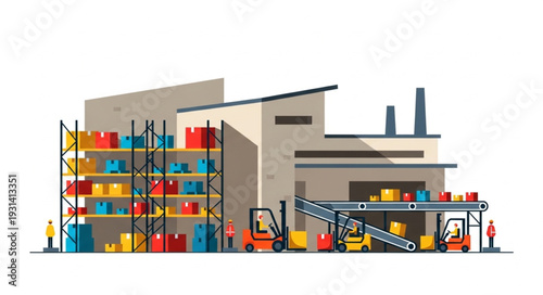 Industrial Warehouse with Storage and Equipment.