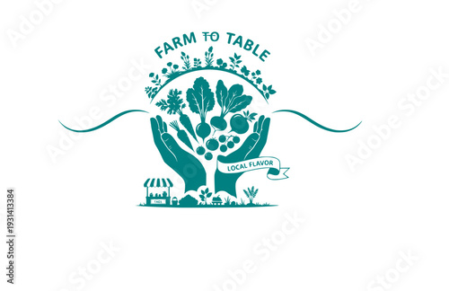 Sensory Gardening and Local Flavor Silhouette, Hands Holding Organic Harvest for Farm to Table Concept Vector