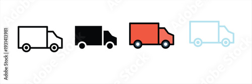 Delivery Truck Icon for Logistics, Shipping, and Fast Freight Services. Vector Illustration.