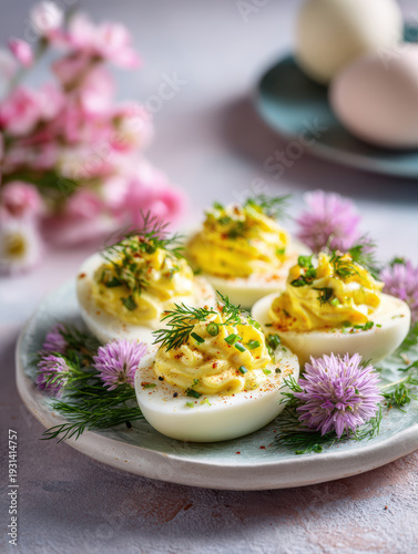Polish Deviled Eggs for Easter Table – Generative AI