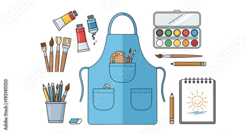 Artist Apron with Paints.
