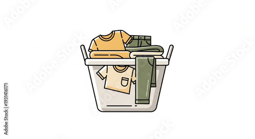 Laundry Basket with Clothes Inside.