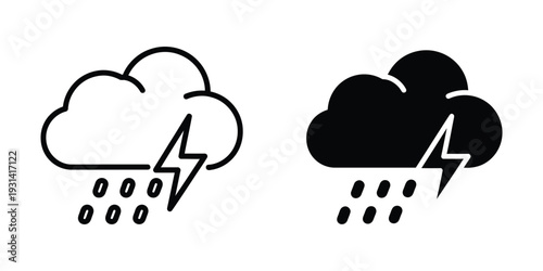 Storm Cloud Lightning Rain Icon Commercial Vector