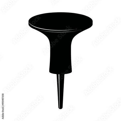 Black golf tee isolated on white background, perfect for sports.