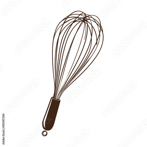 Simple illustration of a whisk isolated on white background for cooking.