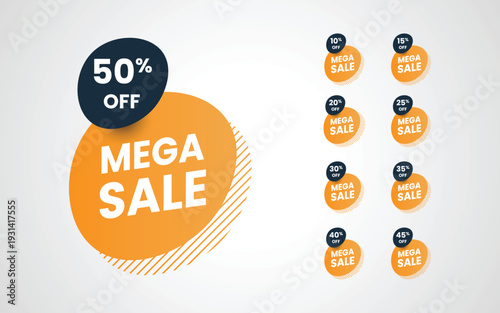 mega sale 50% off discount stickers