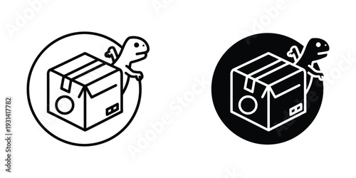 Delivery Dinosaur Box Icon Commercial