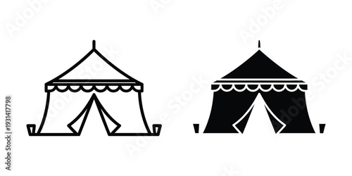 Tent Icon Set Commercial Structure Symbol