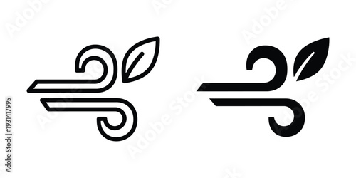 Wind Leaf Icon Environmental Symbol