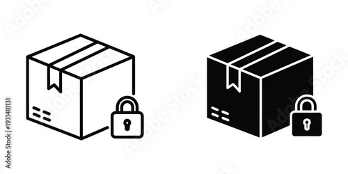 Secure Shipping Box Lock Icon Commerce