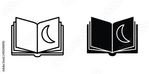 Book Moon Icon Storytelling Concept