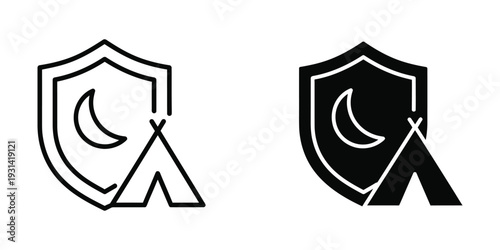 Night Camp Security Icon Protection
