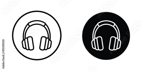 Headphones Icon Set Audio Symbol Commercial